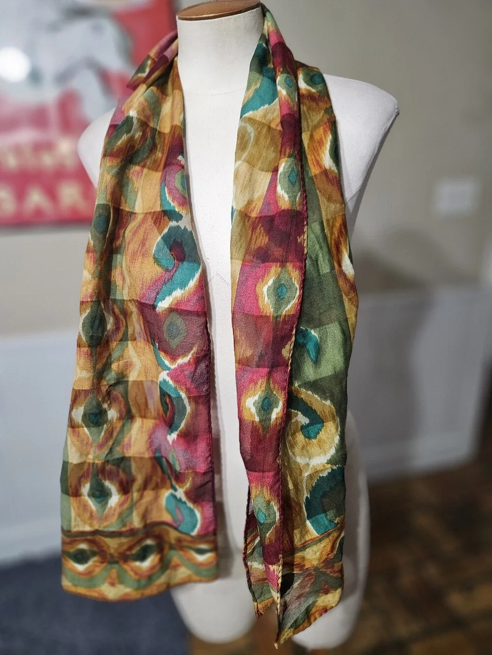 Vtg 80s Colore Retro Scarf